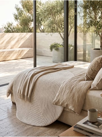 KADIMA DESIGN Kurzflorteppich Skandi 3D-Bögen Waschbar Wohnzimmer in Creme