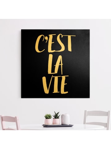 WALLART Leinwandbild Gold - C'EST LA VIE in Schwarz