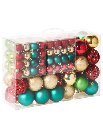 Beliani 100er-Set Weihnachtsbaumkugeln VANERN in Bunt/Gold