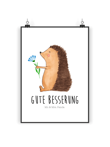 Mr. & Mrs. Panda Bild Igel Blumen mit Spruch in Weiß