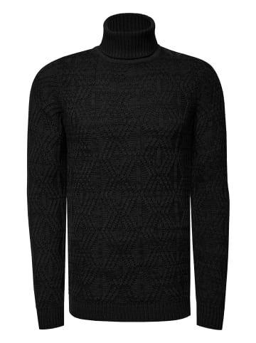 Rusty Neal Melierter Grobstrick Rollkragen-Pullover in Schwarz