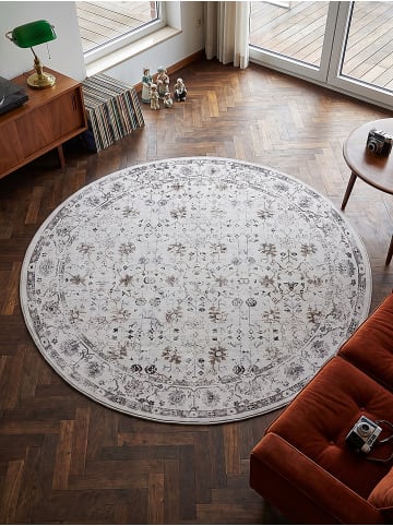 KADIMA DESIGN Teppich Kurzflor VERNANTE waschbar Rankenmuster Esszimmer Diele in Creme