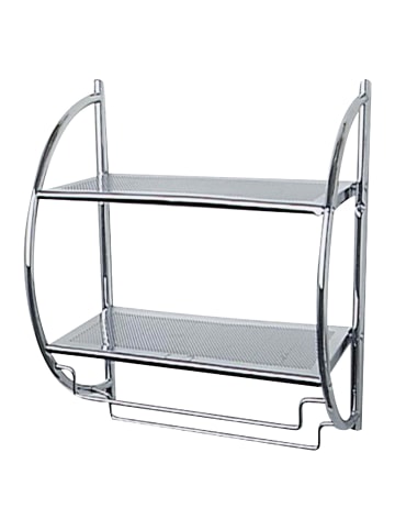 Wenko Exclusiv Wandregal - 2 Ablagen in Silbern, (B) 45 x (H) 55 x (L) 25 cm