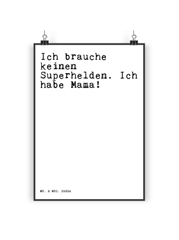 Mr. & Mrs. Panda Poster Ich brauche keinen Superhelden.... mit S... in Weiß