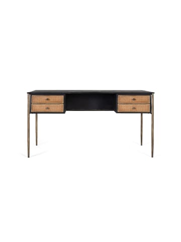 Giner y Colomer Schwarzer Schreibtisch aus Mangoholz mit Lattenschubladen in Black