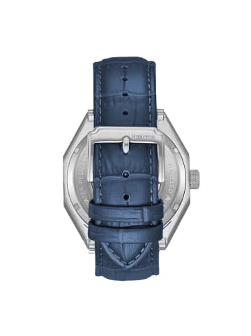 Heritor Antoni Lederarmbanduhr in Silver/Blue