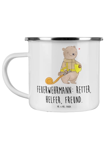Mr. & Mrs. Panda Haferl Feuerwehrmann Rettungsheld mit Spruch in Weiß