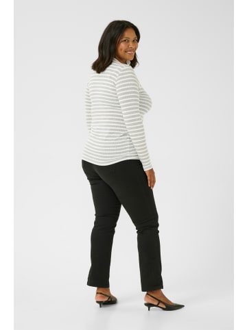 KAFFE curve T-shirt KChenna Regular fit in Grey/Silver Lurex/Chalk Stripe