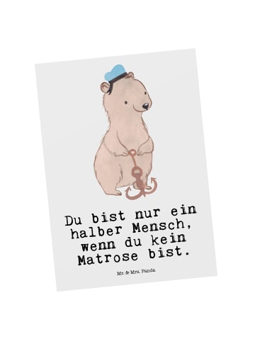 Mr. & Mrs. Panda Postkarte Matrose Herz mit Spruch in Weiß