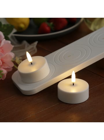 Uyuni 2er Set LED Maxi Teelichter aufladbar mit Ladestation Timer D: 6cm in weiß