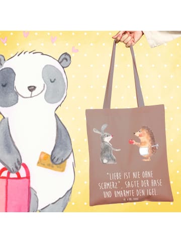 Mr. & Mrs. Panda Tragetasche Hase Igel mit Spruch in Braun Pastell