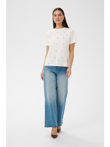 Kaffe T-Shirt kurzarm KAcordelia Regular fit in Chalk W. Red Hearts