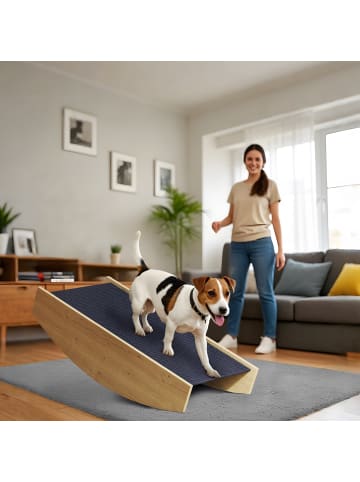 Pawhut Hundewippe Naturholz Tannenholz+ Teppichstoff
