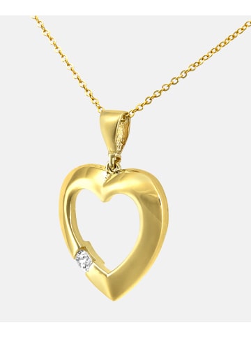 Vanlere Halskette mit Anhänger aus 375 Gelbgold mit Zirkonia Herz-Design