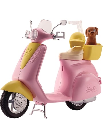 Barbie FRP56 Motorroller Pink mit Korb, Helm und Hündchen - ab 3 Jahre
