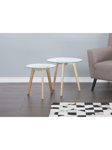 Beliani 2er-Set Couchtisch MISSOURI in Transparent/Heller Holzfarbton