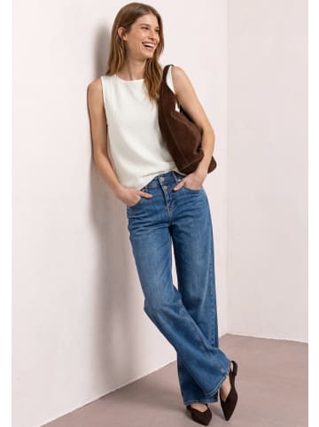 Street One Mesh-Top mit U-Boot-Ausschnitt in off white