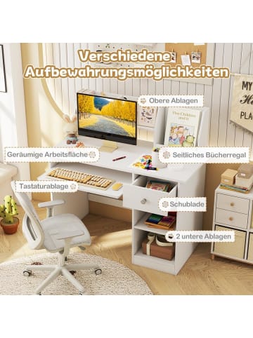 COSTWAY Kinderschreibtisch ab 3 Jahren in Weiß