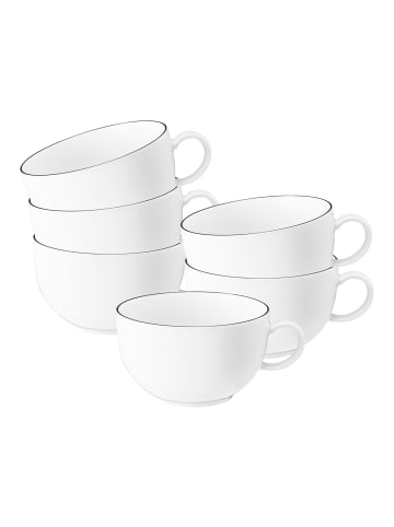 Seltmann Weiden 6er Set Milchkaffeetassen Lido Black Line in 350 ml in weiß