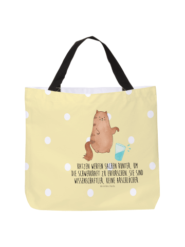 Mr. & Mrs. Panda Shopper Katze Wasserglas mit Spruch in Gelb Pastell