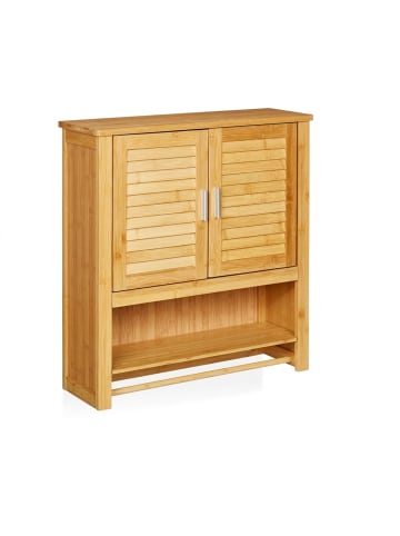 relaxdays Hängeschrank Lamell in Natur - (B)62 x (H)66 x (T)30 cm