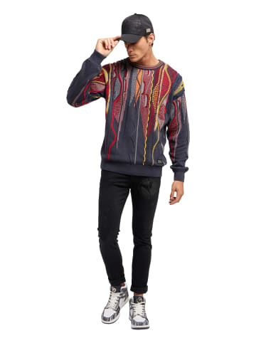 Carlo Colucci Rundhalspullover Dialer in Anthrazit / Mehrfarbig