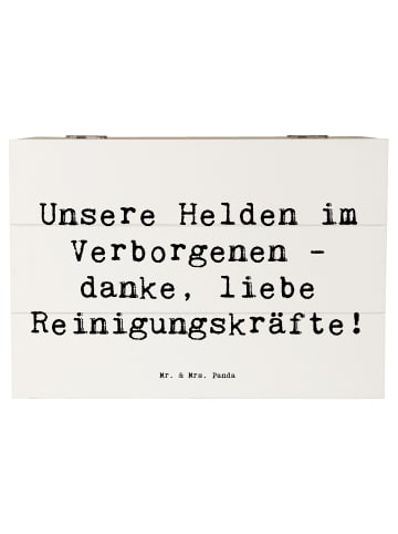 Mr. & Mrs. Panda Holzkiste mit Deckel Spruch Reinigungskraft Hel... in Weiß