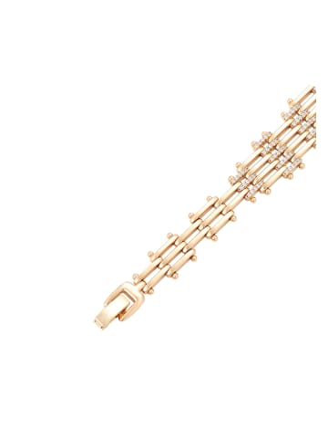 faina Women Wide Link Bracelet With Rhinestones in Rose Gold
