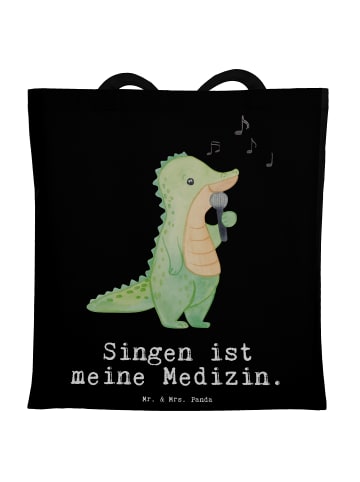 Mr. & Mrs. Panda Jutebeutel Krokodil Singen mit Spruch in Schwarz