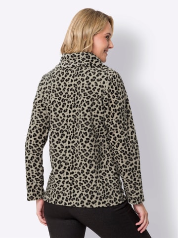 Sieh an! Fleece-Jacke in sand-schwarz-bedruckt