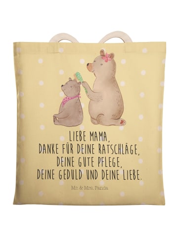 Mr. & Mrs. Panda Einkaufstaschen Bär Kind mit Spruch in Gelb Pastell