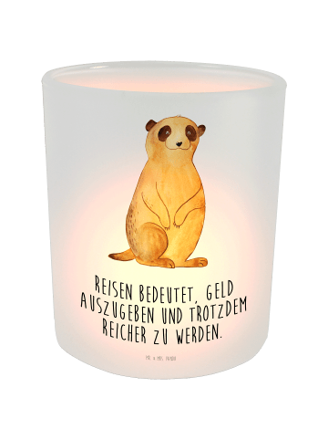 Mr. & Mrs. Panda Windlicht Erdmännchen mit Spruch in Transparent