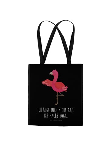 Mr. & Mrs. Panda Tragetasche Flamingo Yoga mit Spruch in Schwarz