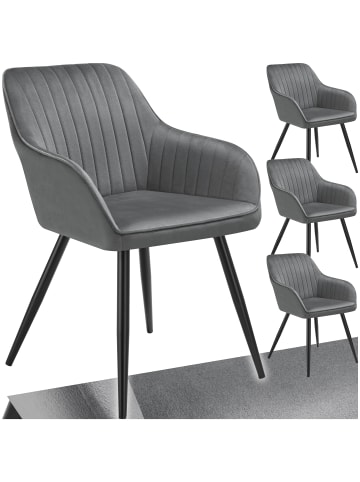 tectake Polstersessel gepolstert, in Samtoptik, gesteppt, 58 x 62 x 82 cm