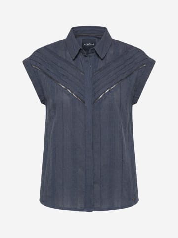 KOROSHI Besticktes kurzärmeliges Damenhemd in blau