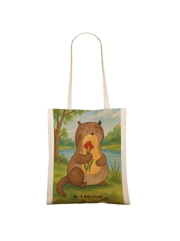 Mr. & Mrs. Panda Shopper Otter Blumenstrauß Design ohne Spruch in Weiß