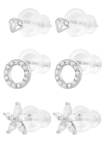 Adeliás Damen Ohrringe – Ohrstecker aus 925 Silber mit Zirkonia in silber