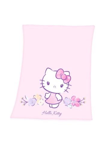 Herding Fleecedecke Hello Kitty 130x170cm Blumen in Rosa