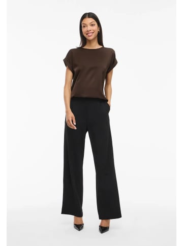 Vila Satain Blusen T-Shirt Kurzarm Basic Top Glänzend VIELLETTE in Braun-4