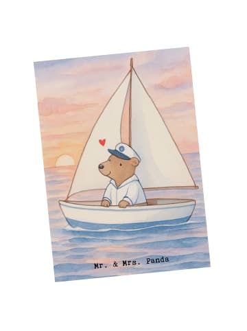Mr. & Mrs. Panda Postkarte Bär Segeln Design ohne Spruch in Weiß