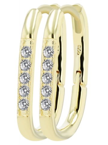 Adeliás Damen Creolen aus 925 Silber mit Zirkonia in gold