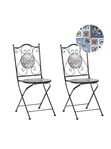 Beliani 2er-Set Gartenstuhl CIVITA in Schwarz/Blau/Braun
