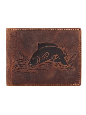 Greenburry Vintage Geldbörse mit Fisch-Prägung Leder 12 cm karpfen