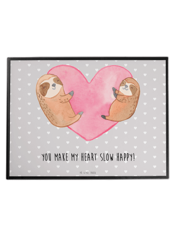 Mr. & Mrs. Panda schreibtischunterlage Faultiere Herz mit Spruch in Grau Pastell