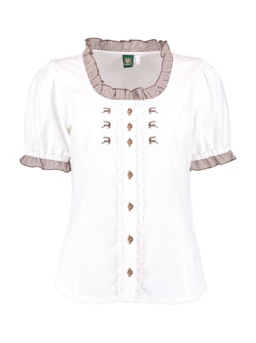 OS-Trachten Trachtenbluse 451003-3003 in weiß-braun
