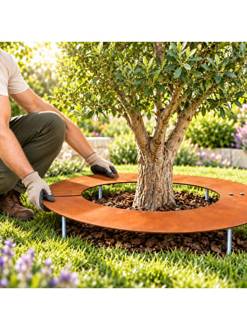 relaxdays Baumring in Stahl - Ø 60 cm - (B)60 x (H)3 x (T)60 cm
