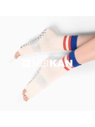 MUNADUNA Yoga-/Pilates-Zehensocken mit offenen Zehen – Streifen-Design in Weiß