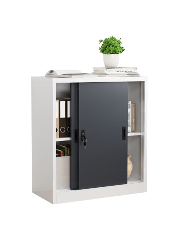 VCM  Büroschrank Stahlschrank abschließbar Malivo 2fach in Weiß / Anthrazit