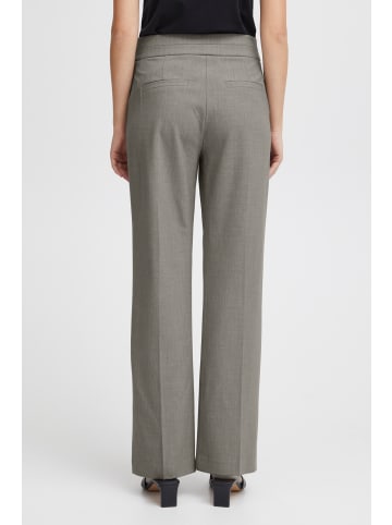 b. young BYDANTA STRAIGHT PANTS - HEAVY WOVEN Regular fit in Light Grey Melange