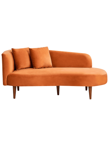 Beliani Chaiselongue CHAUMONT in Orange/Dunkler Holzfarbton
